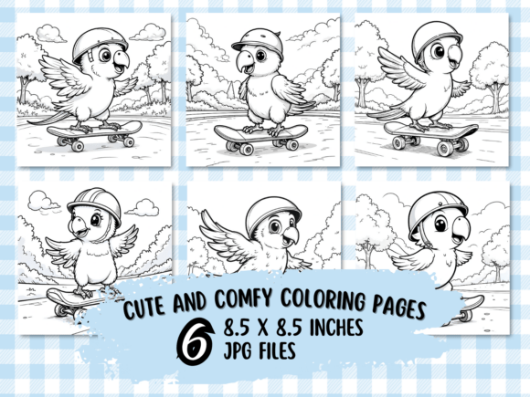 Download Cute Baby Parrot Skate Coloring - Premium Resources