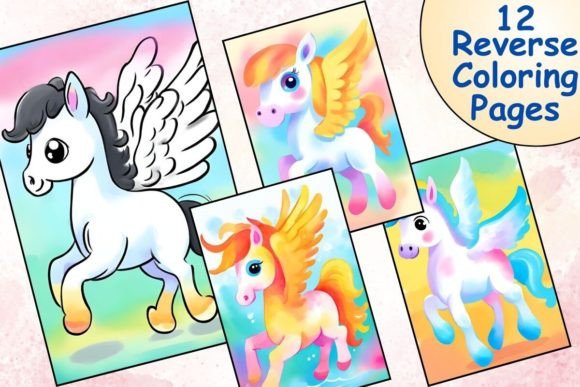 Download Flying Horse Reverse Coloring Pages - Premium Bundle