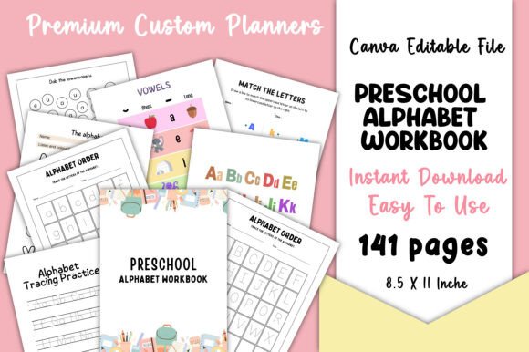 Download Preschool Alphabet Workbook Canva KDP - School alphabet workbook Collection