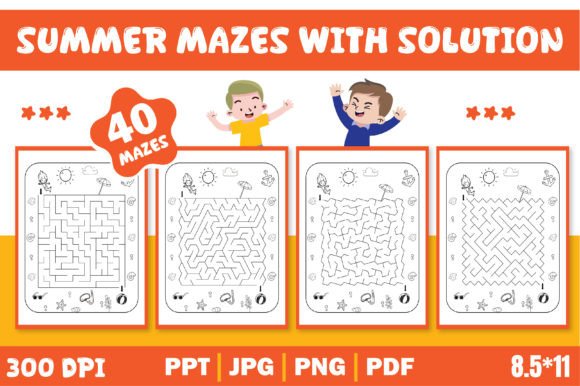 Download Summer Mazes for Kids Editable Template - Summer mazes Collection