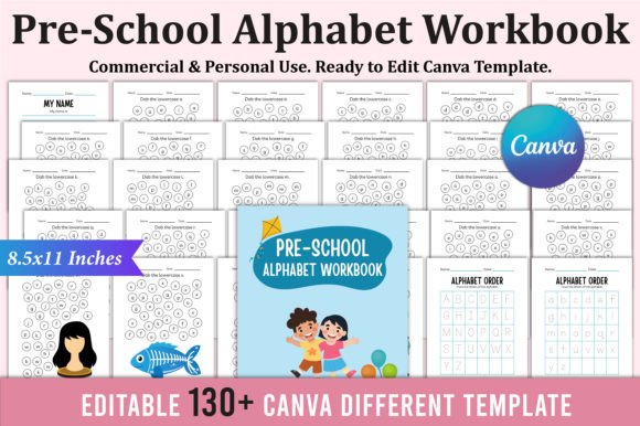 Download Pre-School Alphabet Workbook for Canva - School alphabet workbook Collection